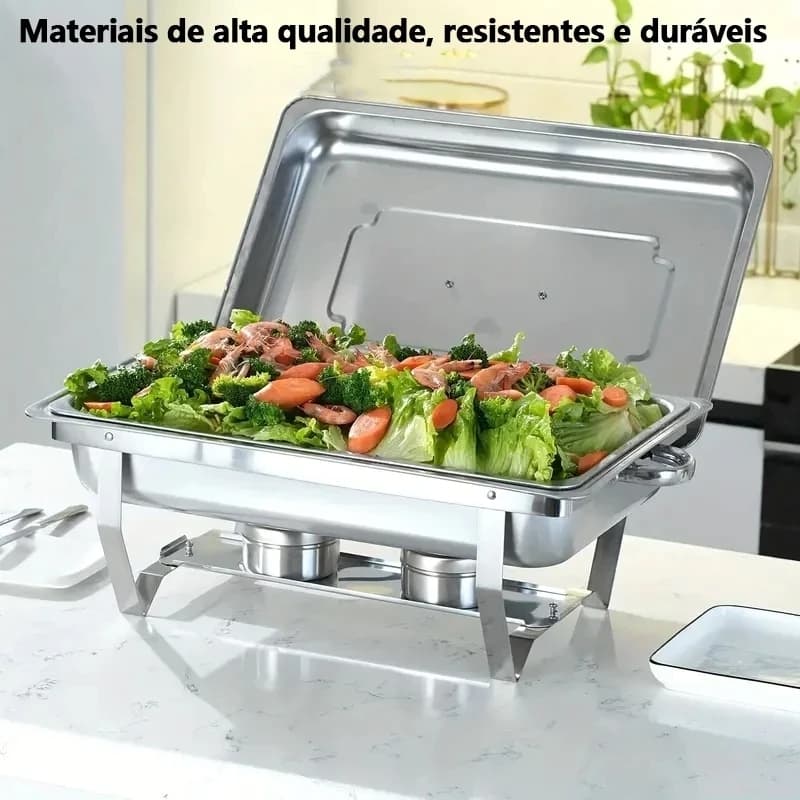 Rechaud Inox 9 Litros 1/2 Panelas  2 Cubas Buffet