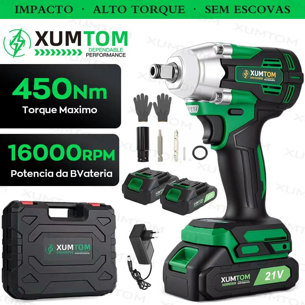Chave De Impacto Elétrica 3 Em 1-Furadeira E Fenda Sem Fio-21V Escova Com 2 Baterias Carregador Bivolt
