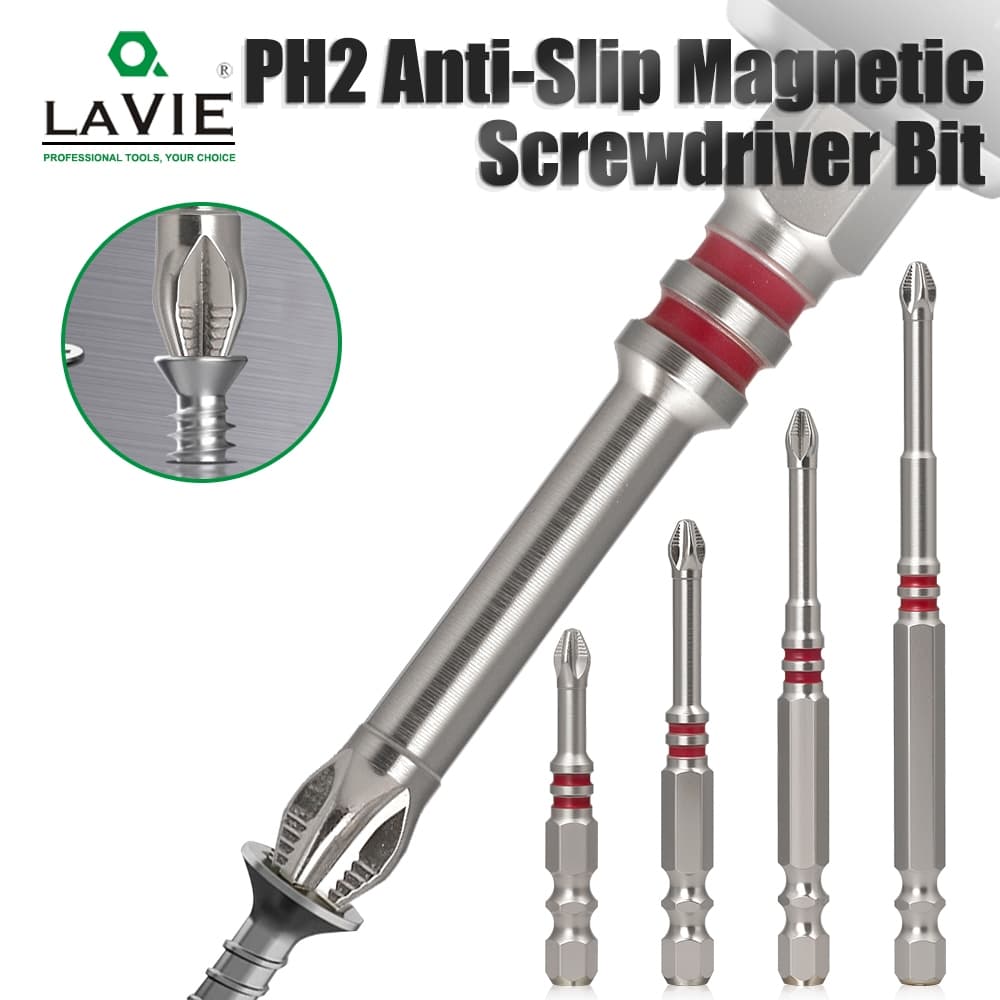 LAVIE Anel Vermelho Cabeça Pequena Antiderrapante S2 Conjunto De Bits De Chave De Fenda De Aço Magnético Phillips Cruz T
