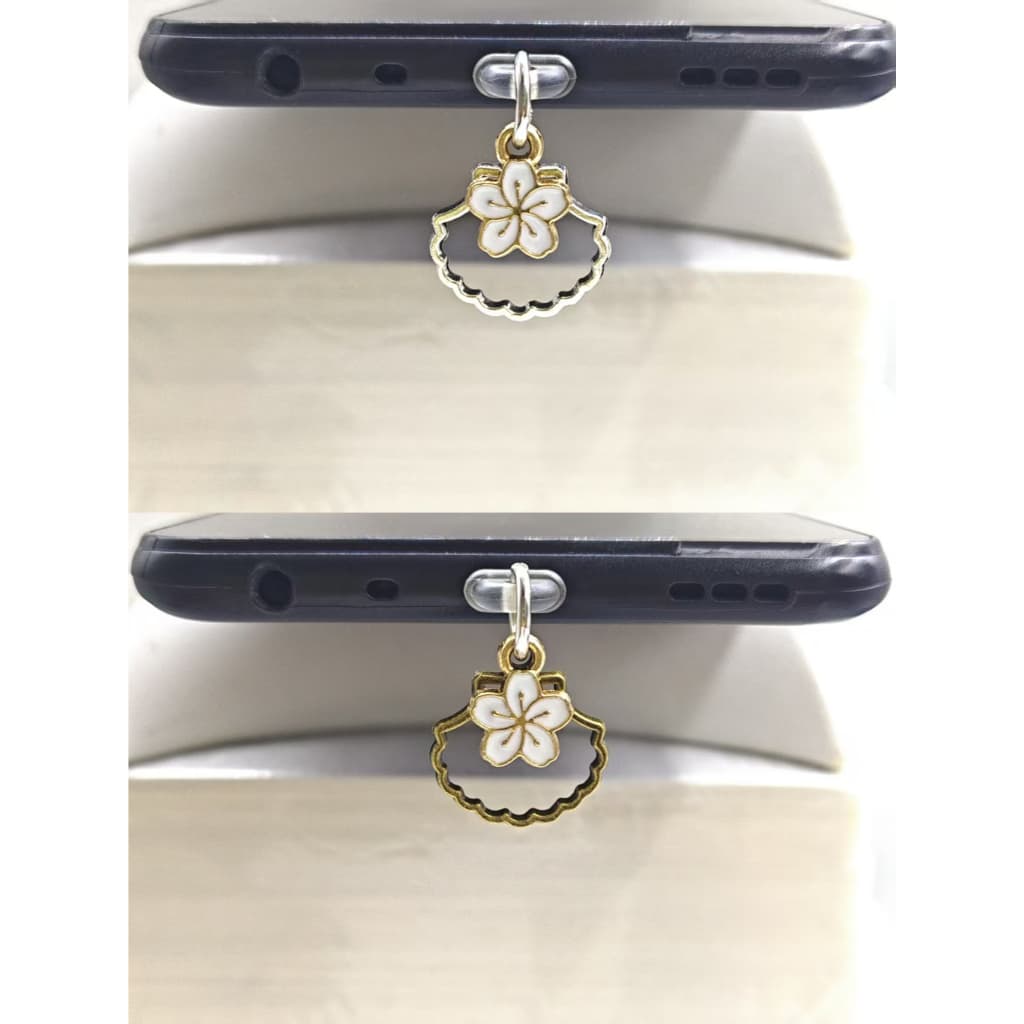 Telefone móvel Anti-poeira queda porta de carregamento plugue protetor diy fresco oco escudo flor de cerejeira pingente