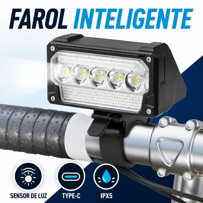 Sinalizador Bicicleta Farol Led Bike Recarregável USB Lanterna Luz Dianteira Lúmens Super Potente Noturno Acessórios
