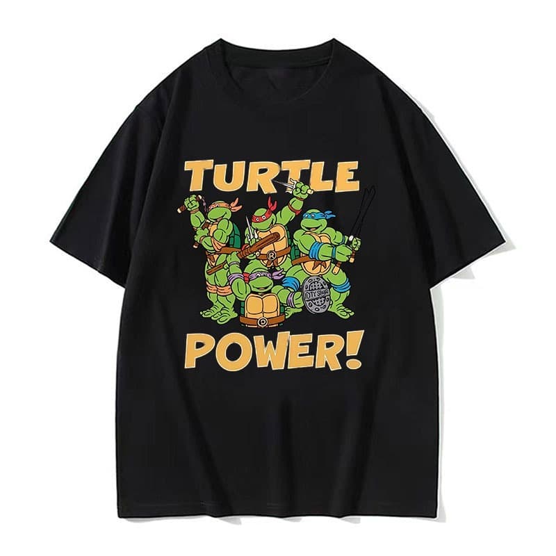 Camiseta Masculina Retrô Ninja Tartarugas Tartaruga Power Gráfica Casual Solta Manga Curta Streetwear Estampa De Desenho