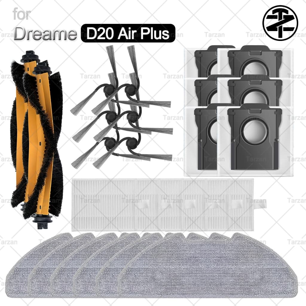 Acessórios De Vácuo Para Robô Dreame D20 Air Plus : Escova Principal , Lateral , Filtro HEPA , Pano De Esfregão , Saco D
