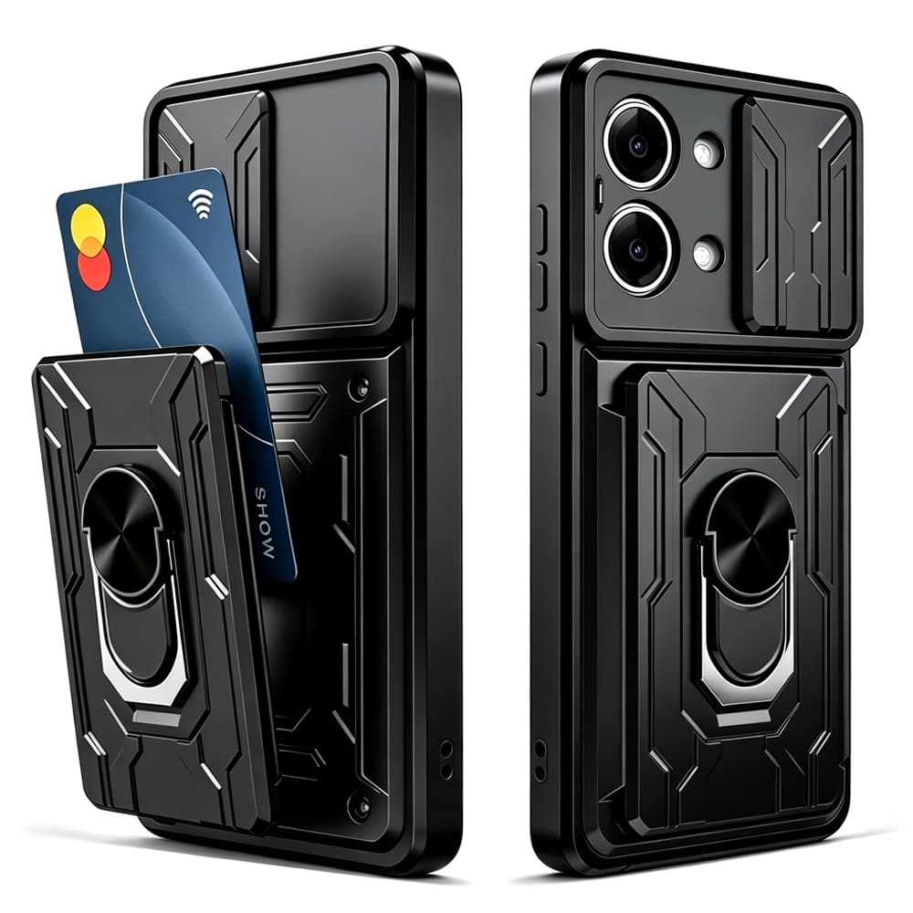 Caso de telefone rígido resistente com suporte de metal e slot para cartão Para Poco X8 Pro Max X7 Pro X6 Pro X5 Pro C75