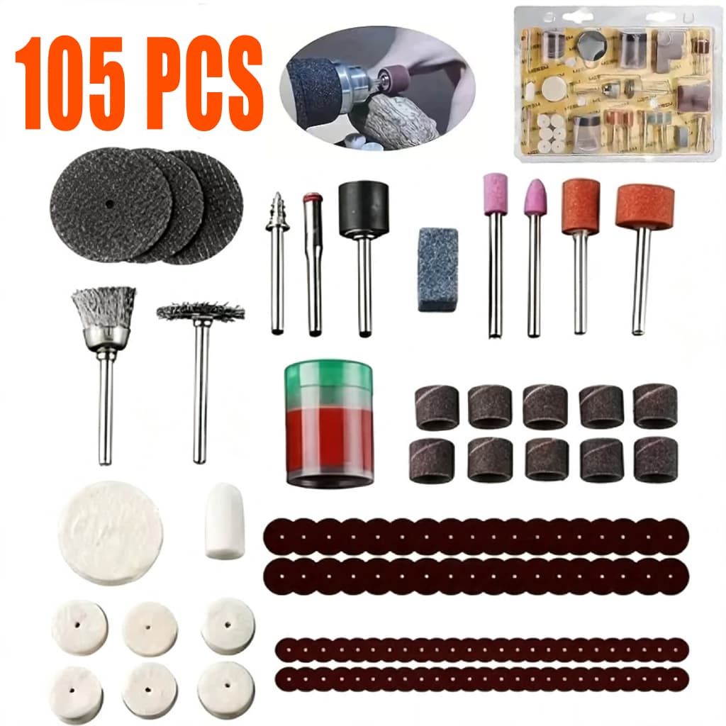 Kit 105 Acessórios Essenciais para Micro Retífica Completo Padrão Dremel Multimarcas lixa disco - Envio rápido