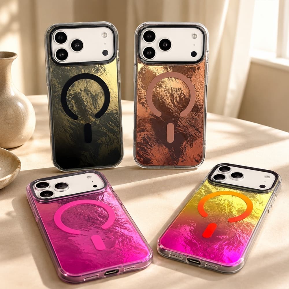 Laser Gradiente Glaciar Padrão Caso De Telefone Para iPhone 17 16 Plus 18 Pro Max Ar 16e 17e Carregamento Magnético Capa