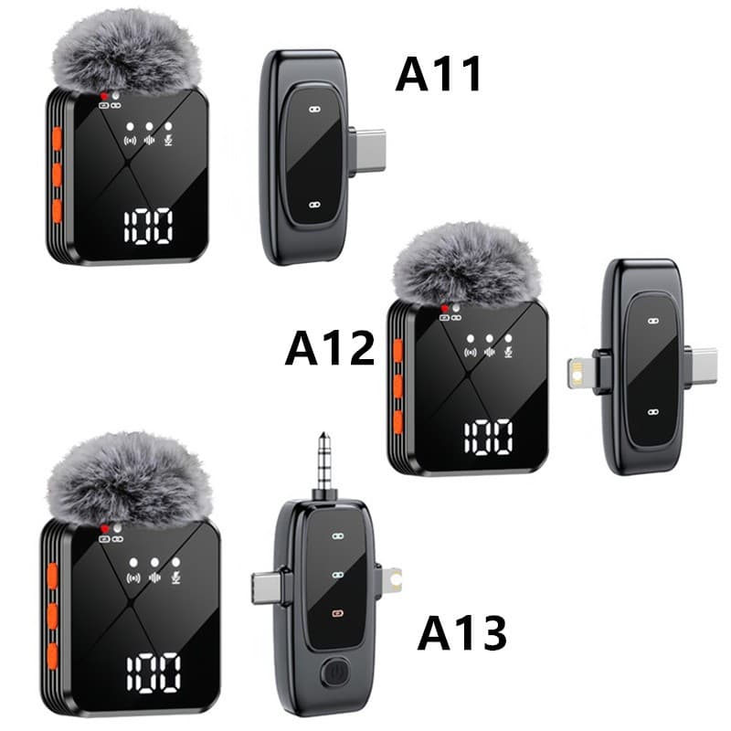 Microfone Sem Fio 2.4G AI Mini Condensador Com Cancelamento De Ruído Para Gravação De Vlog Transmissão Ao Vivo