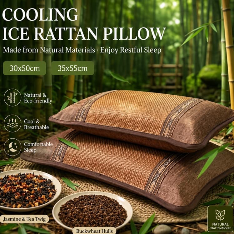 Travesseiro Respirável De Vime De Gelo De Verão [De Resfriamento De Trigo Sarraceno Com Aroma De Chá Sem Suor De Dupla F