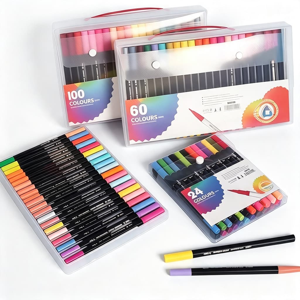 12-60 Cores Aquarela Conjunto De Canetas Marcadores De Arte Com Ponta Dupla/Tinta Base