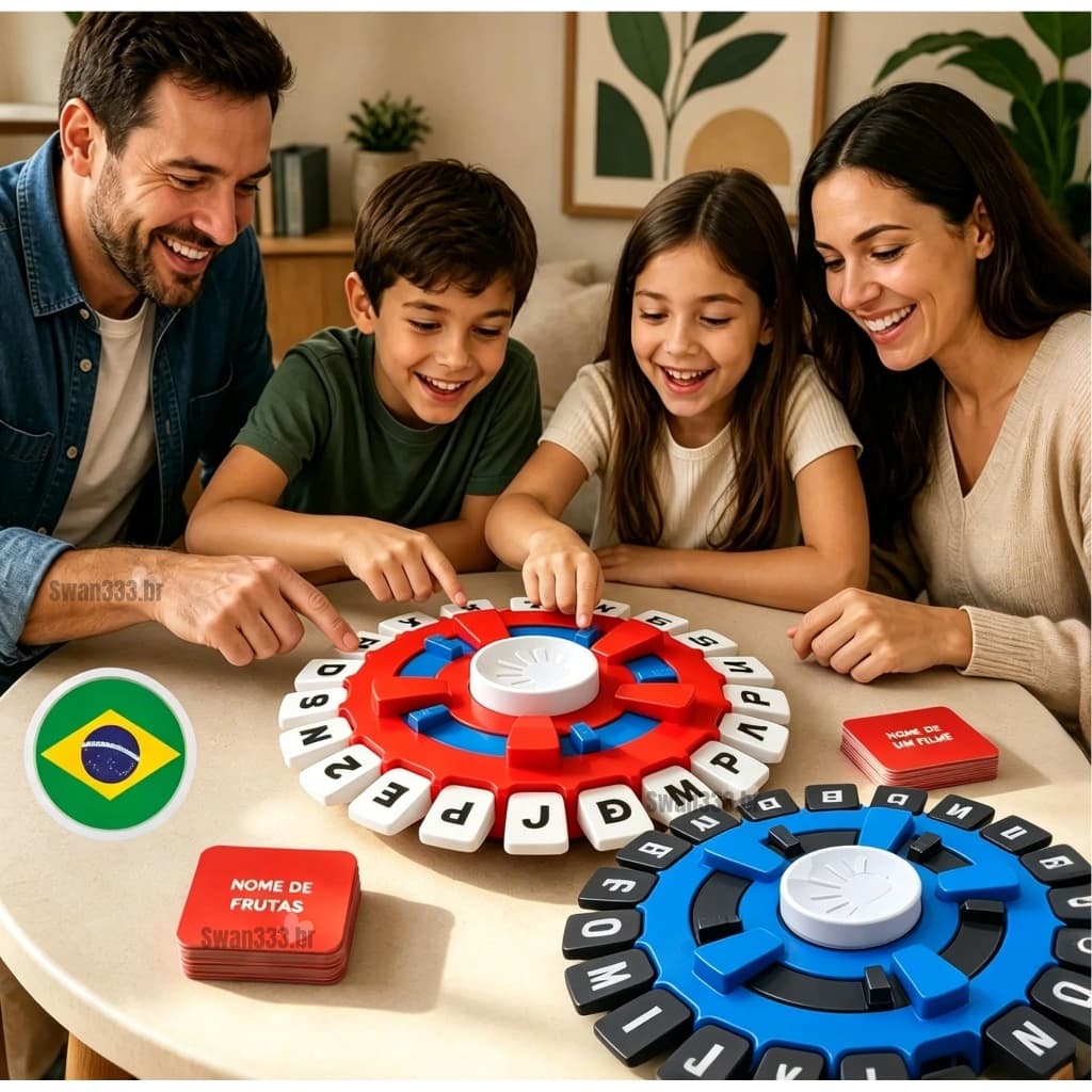 Jogo de Stop Palavras Tecla Letras Versão Português Eletrônico Com Temporizador Família Crianças