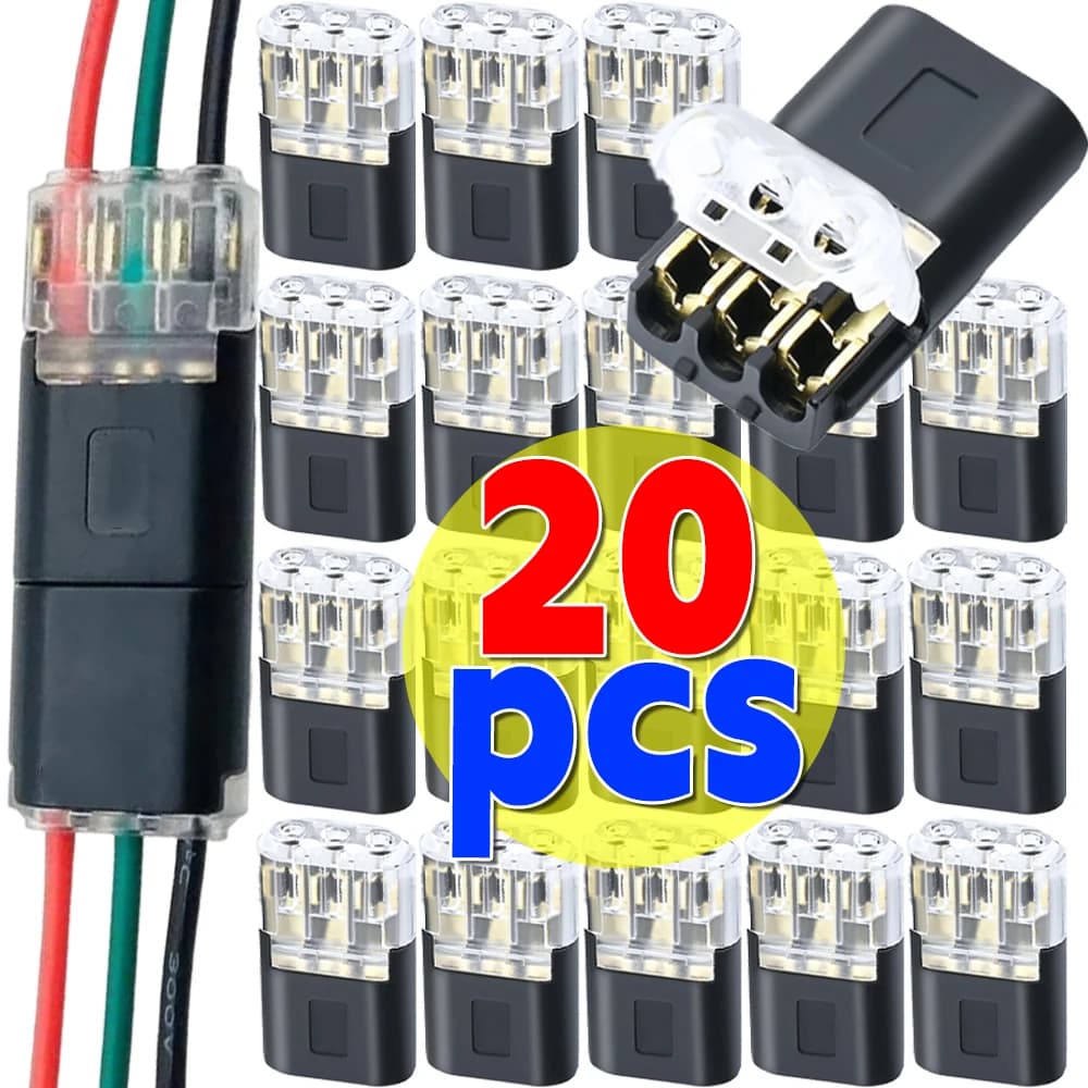 Conector De Fio Sem Solda De 3 Vias D3 Bloco Terminal De Emenda Em Linha Conectores Push-in Compactos Para Motocicleta C