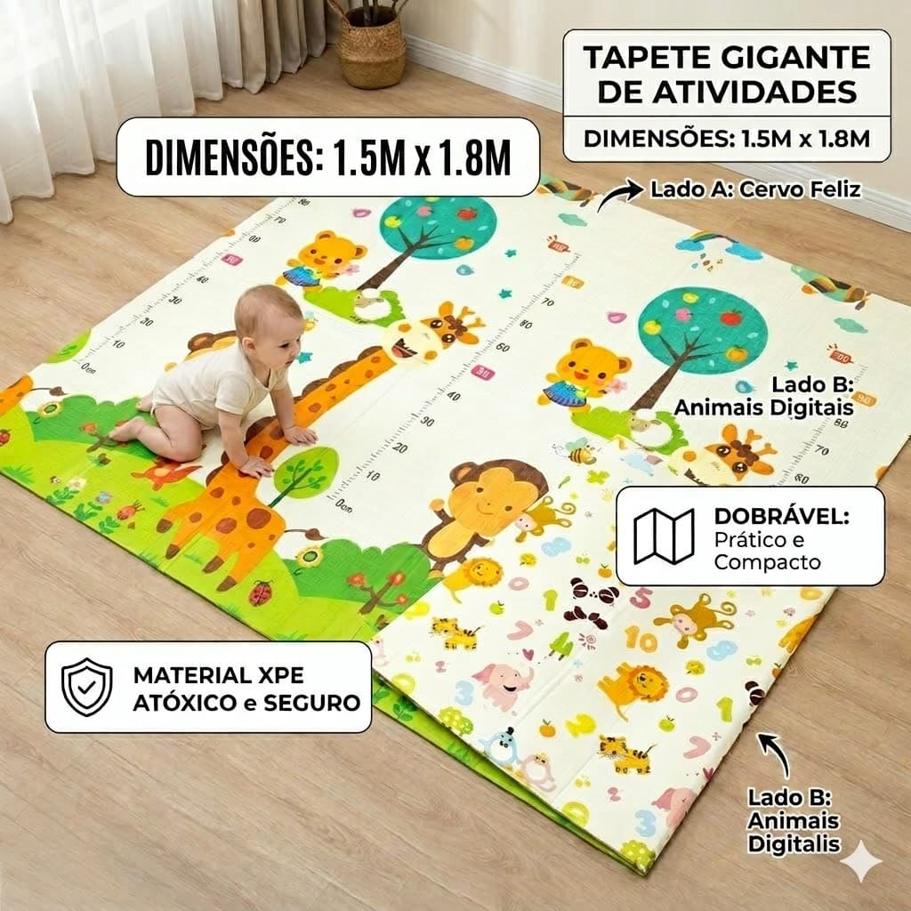 Tapete de atividades bebê Tapete Infantil de Atividades Dupla Face Tatame Emborrachado Dobravel Educativel