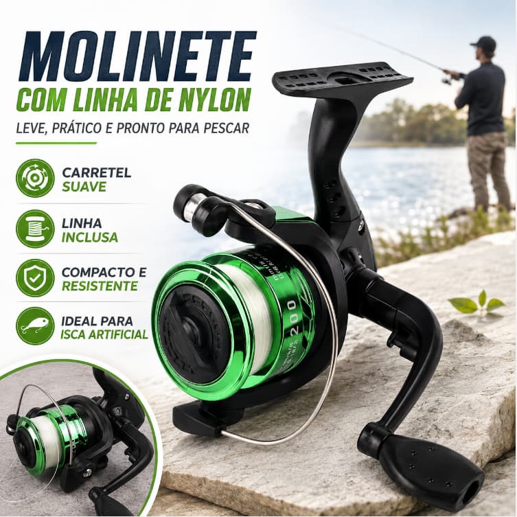 Molinete Pesca Ultra Light Micro Com Linha CoresDireito Esquerdo 03 rolamentos Intercambiável pesca leve