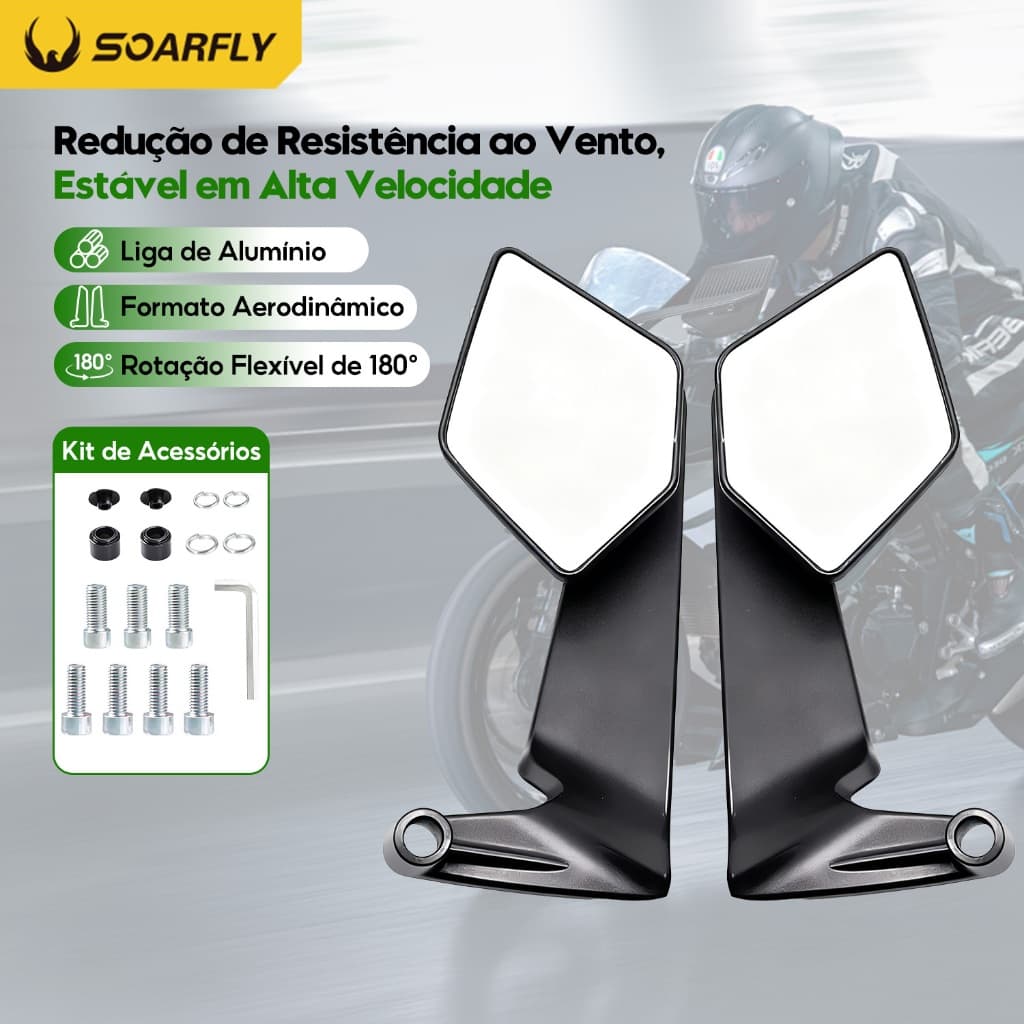 Espelho retrovisor Universal para motocicleta elétrica, pacote de um par, suporte para lados esquerdo e direito 180°Ajus