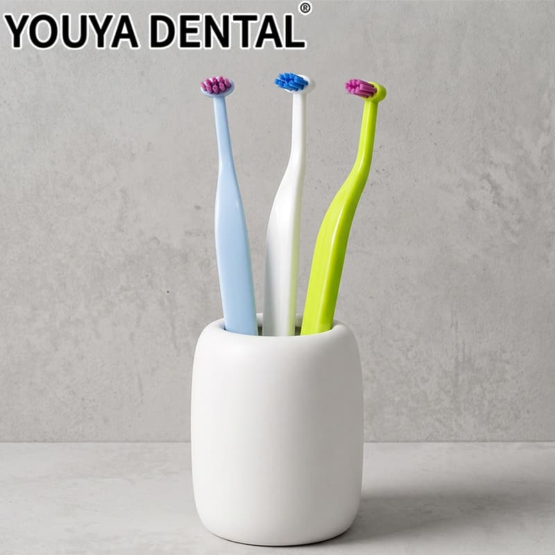 2 Pçs Nova Escova De Dentes Ortodôntica De Cabeça Plana Interdental De Limpeza De Cabelo Macio