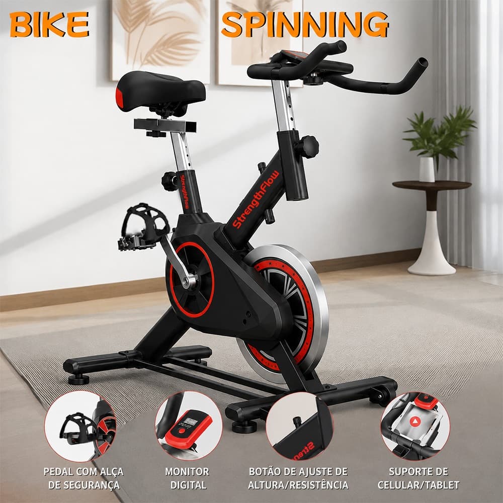 Bicicleta Spinning bicicleta ergometrica Para Exercícios Profissional Sport Suporta até 120kg