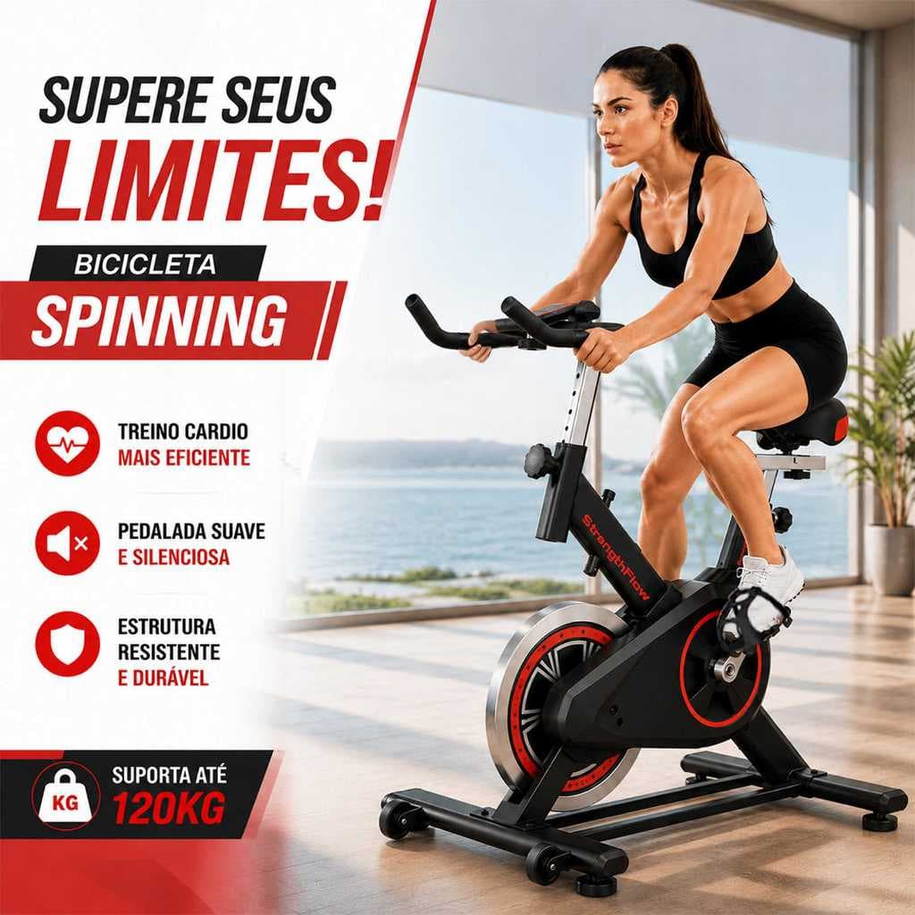 Bicicleta Bike Ergometrica Spinning Academia Fitness Profissional 120kg