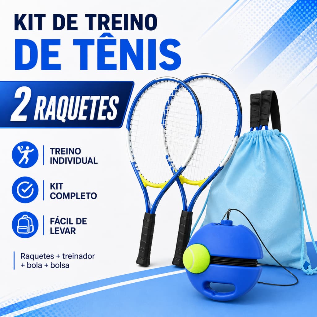 Kit Tênis 2 Raquetes 21'' Com Bola De Tênis E Cantil