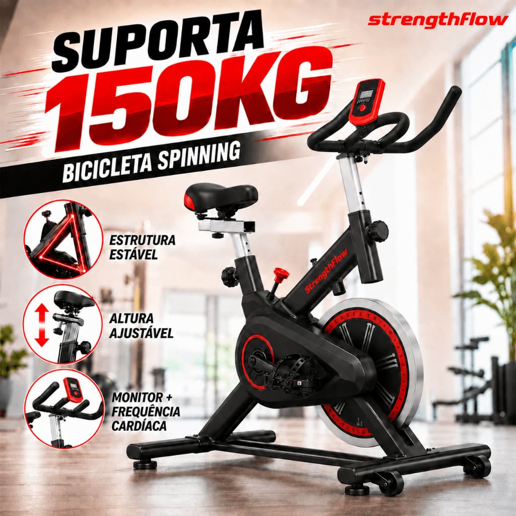 Bicicleta Bike Ergometrica Spinning Detecção De Frequência Cardíaca Academia Fitness Profissional 150kg