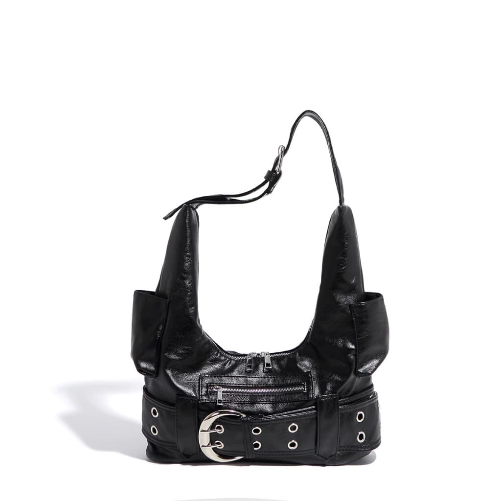 bolsas femininas de ombro bolsa y2k Bolsa de axila no estilo punk metal bolsa preta luxo bolsa feminina media