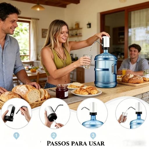 Bomba Elétrica Para Galão Universal D'Água Dispenser Com Carregamento Usb Para Galão De Água 20L Novo