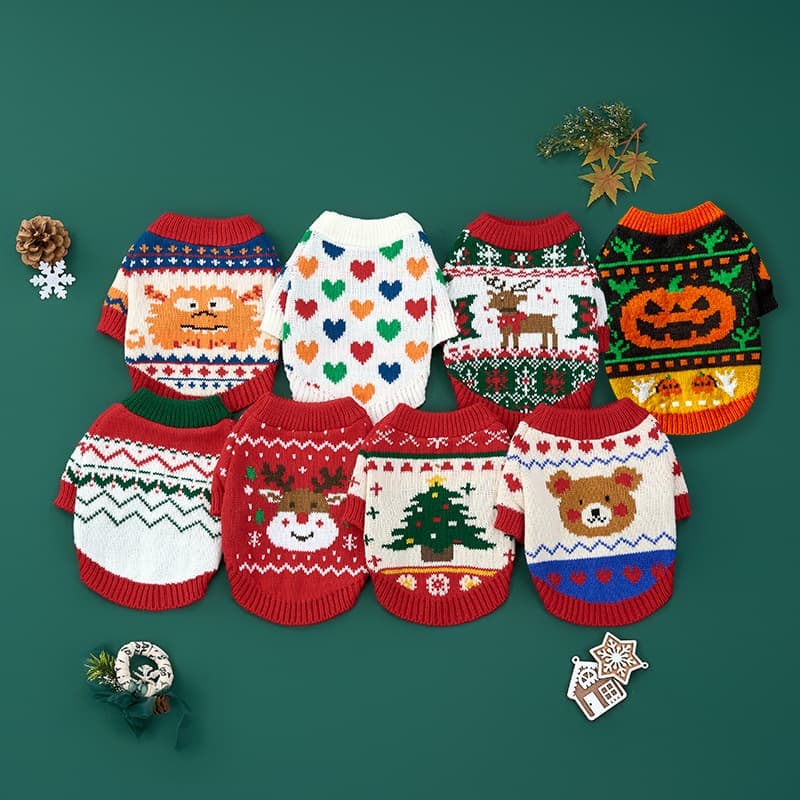 Inverno Roupas Para Cães De Estimação Natal Halloween Ano Novo Camisola Malhas Quentes Gatos