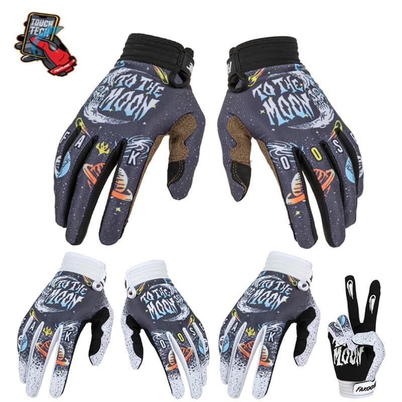 FAKOOSE 2026 Preto E Branco Cor Touchscreen Masculino Feminino Ciclismo Mountain Bike Equitação Luvas Respiráveis Resist