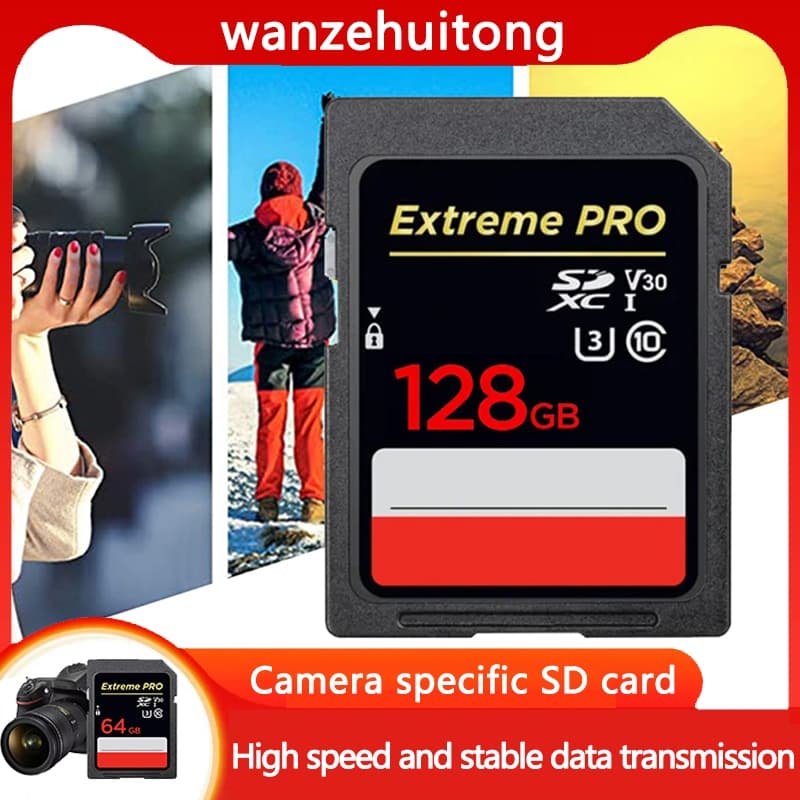 Cartão SD de alto desempenho 32GB 64GB 128GB Armazenamento estável de grande capacidade, compatível com câmera