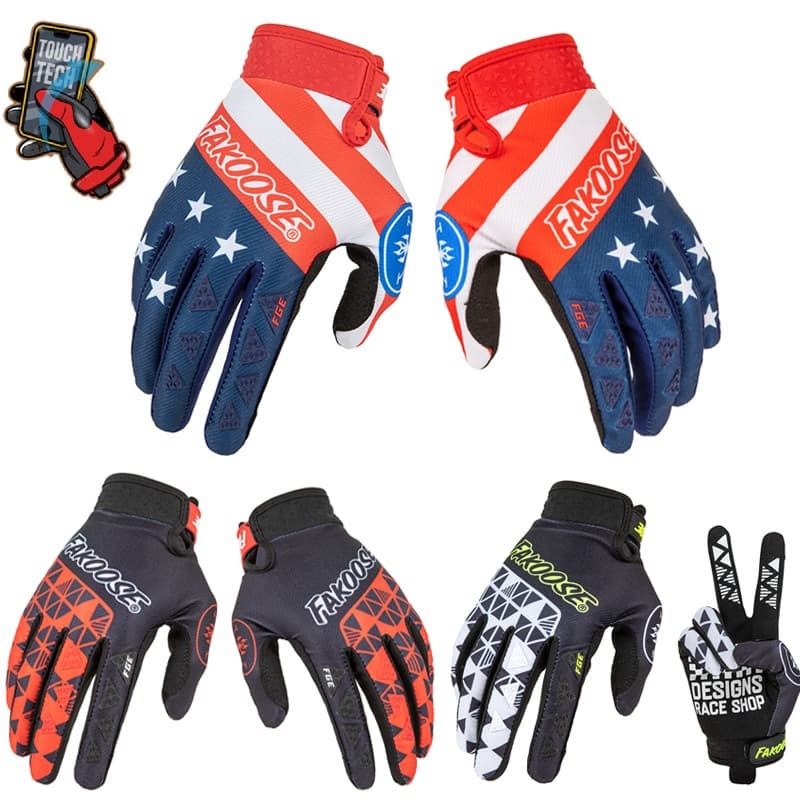FAKOOSE Três Cores Estrela Padrão touchscreen Bicicleta Masculina E Feminina mountain bike off-road Equitação Luvas Resp