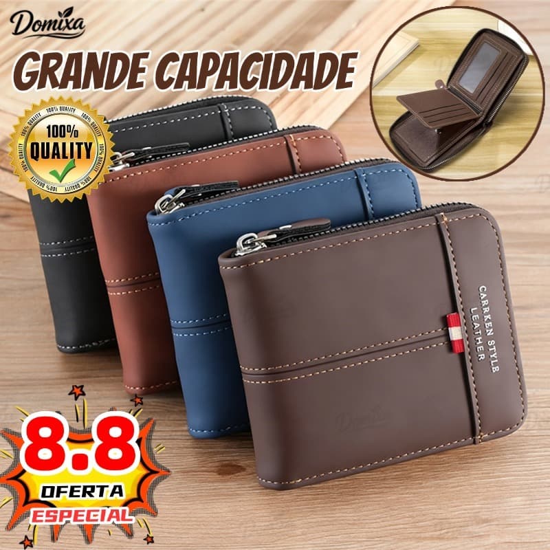 Carteira Masculina Com Zíper Em Bloco Colorido-Presente Multifuncional Para Moedas Curtas E Porta-Cartões Namorado-do