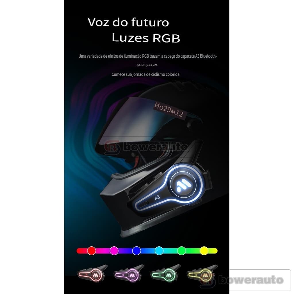 Intercomunicador Bluetooth para Capacete A3/A3PRO IP67 à Prova d'Água Cancelamento de Ruído Bateria Longa