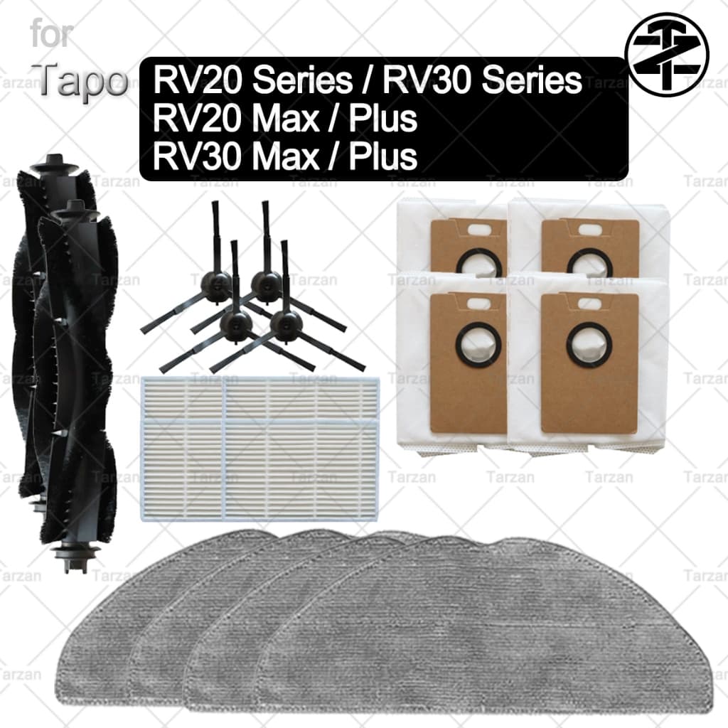 Para TP Link Tapo RV30 Max Plus/RV20 Peças De Reposição Acessórios Compatíveis : Escovas Principais , Filtros , Panos De