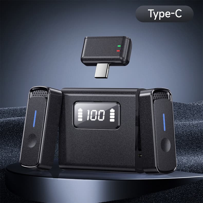 Microfone Sem Fio Duplo Com Estojo De Carregamento , Bateria 24H , Cancelamento De Ruído DSP AI Para iPhone , Android ,