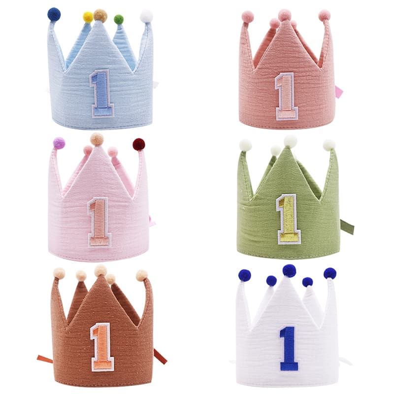 Bebê Primeiro Aniversário Coroa Chapéu Tecido Macio De Para Meninos Meninas Foto Adereços Headwear