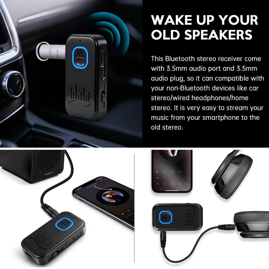 Transmissor E Receptor De Áudio Sem Fio Adaptador AUX De 3.5 Mm Para Alto-Falante Fones De Ouvido De Carro De TV