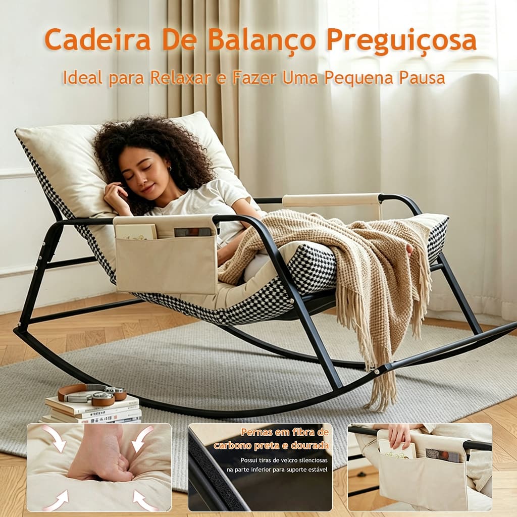 Cadeira De Balanço Preguiçosa Confortável Poltrona Reclinável Dupla Extra Larga Almofada Reversível