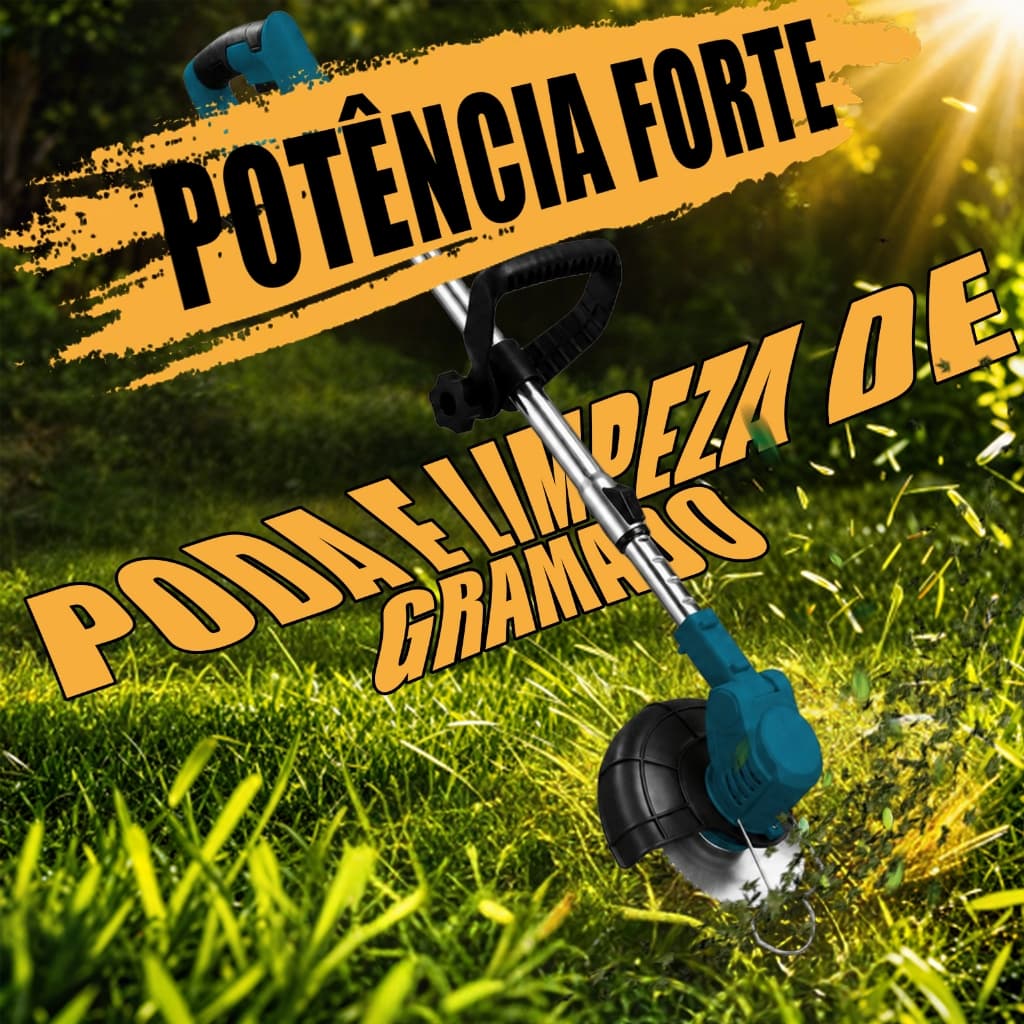 Roçadeira Cortador de grama bateria lítio 48V | Aparador portátil e roçadeira, kit com duas baterias