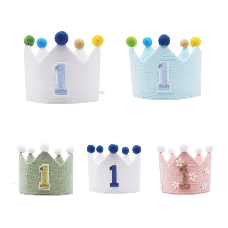 Coroa De Aniversário De Tecido Infantil Para Bebê Menina Menino Primeiro Festa Headwear Foto Adereços Suprimentos