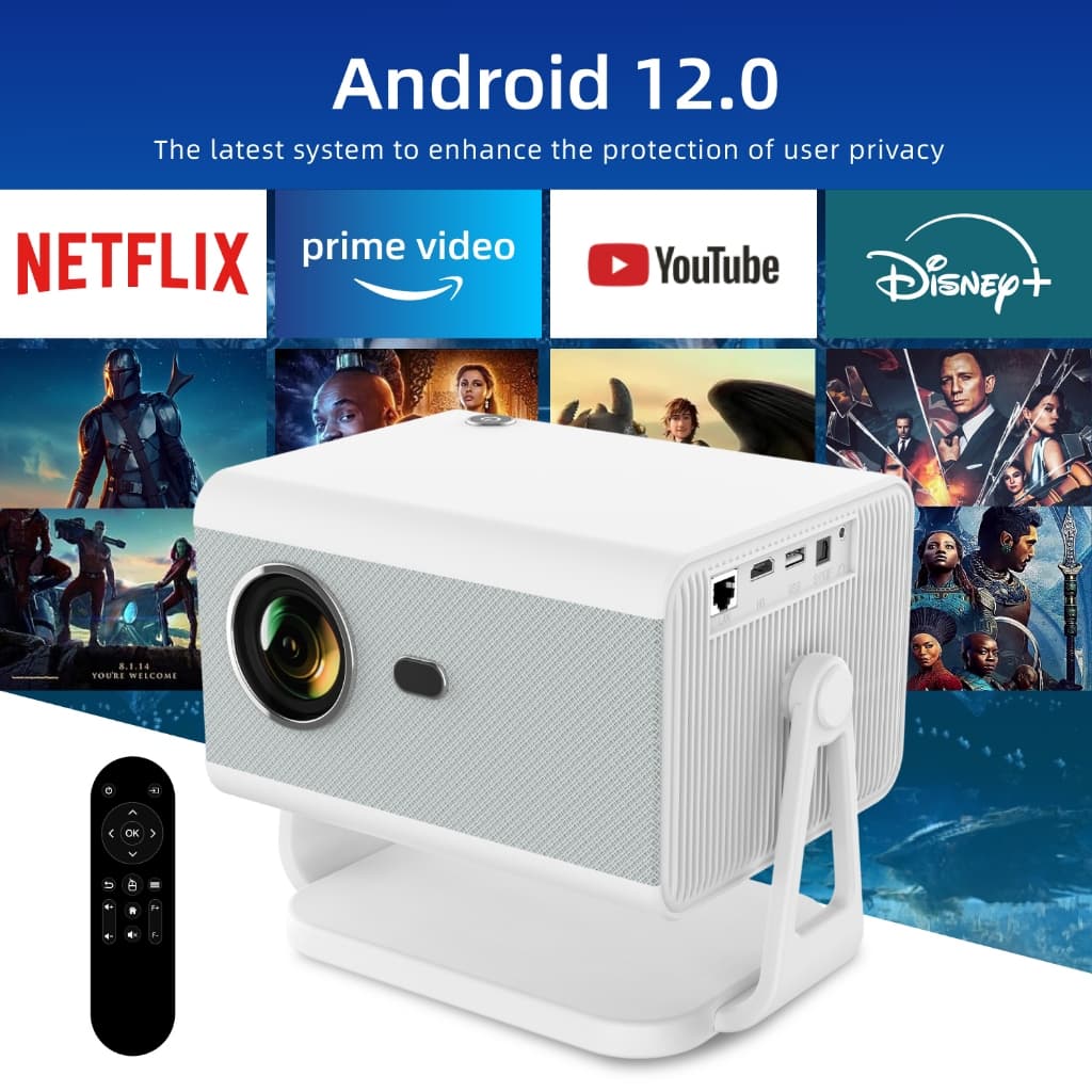 Mini projetor LED de decodificação 4K HD 5G WiFi Bluetooth Android Projetor portátil de Home Theater