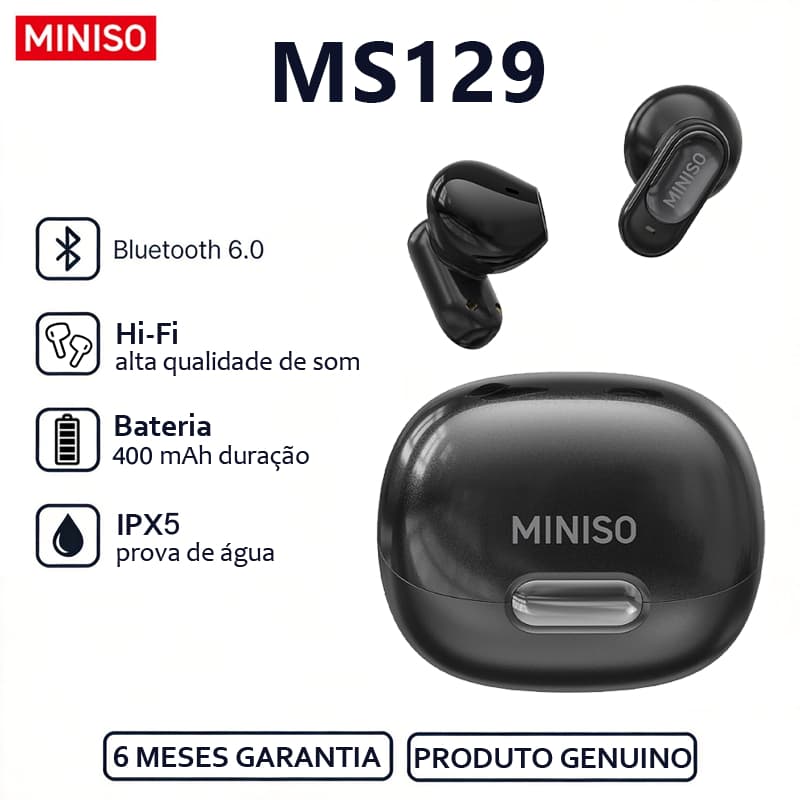 MINISO MS129 Fone de ouvido Bluetooth Hi-Fi Cancelamento de ruído de alta qualidade compatível com várias plataformas