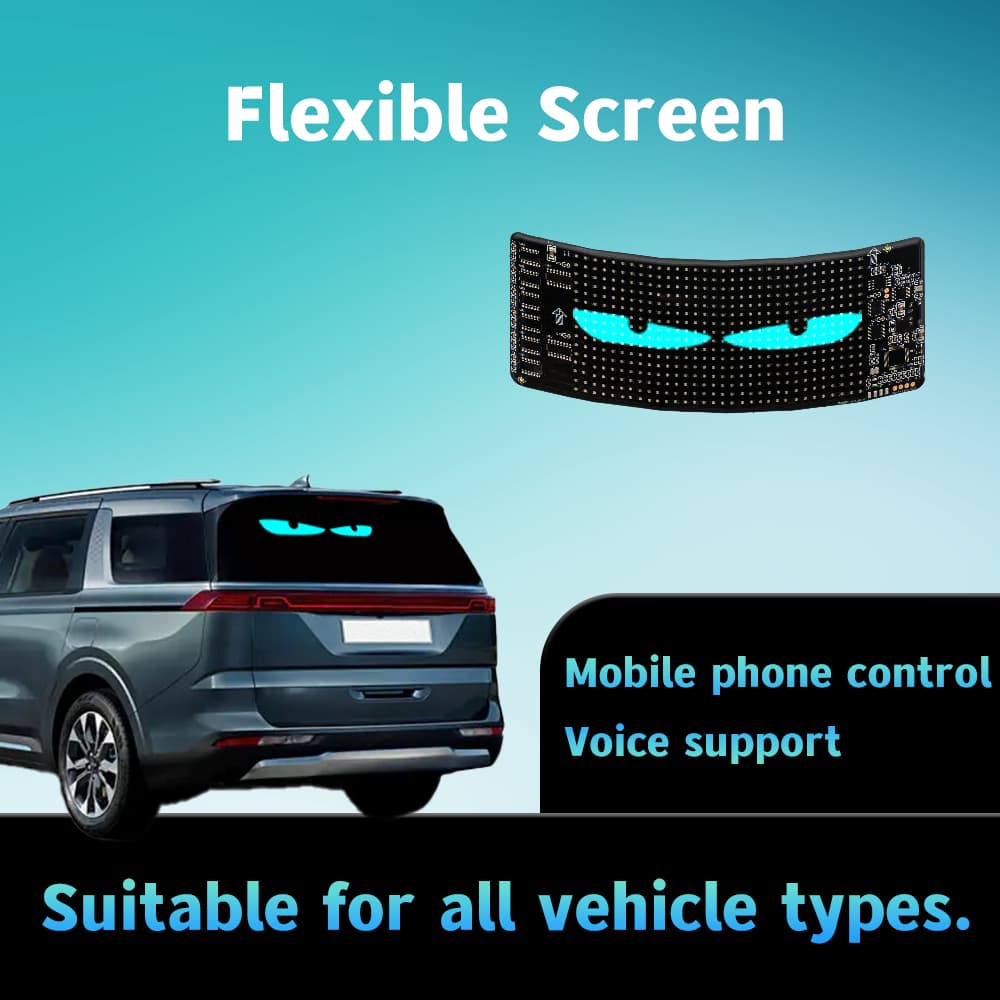 Sinal De Carro LED Devil Eyes Com Aplicativo E Controle Remoto , Painel De Exibição Animado Personalizado Para Janela Ca