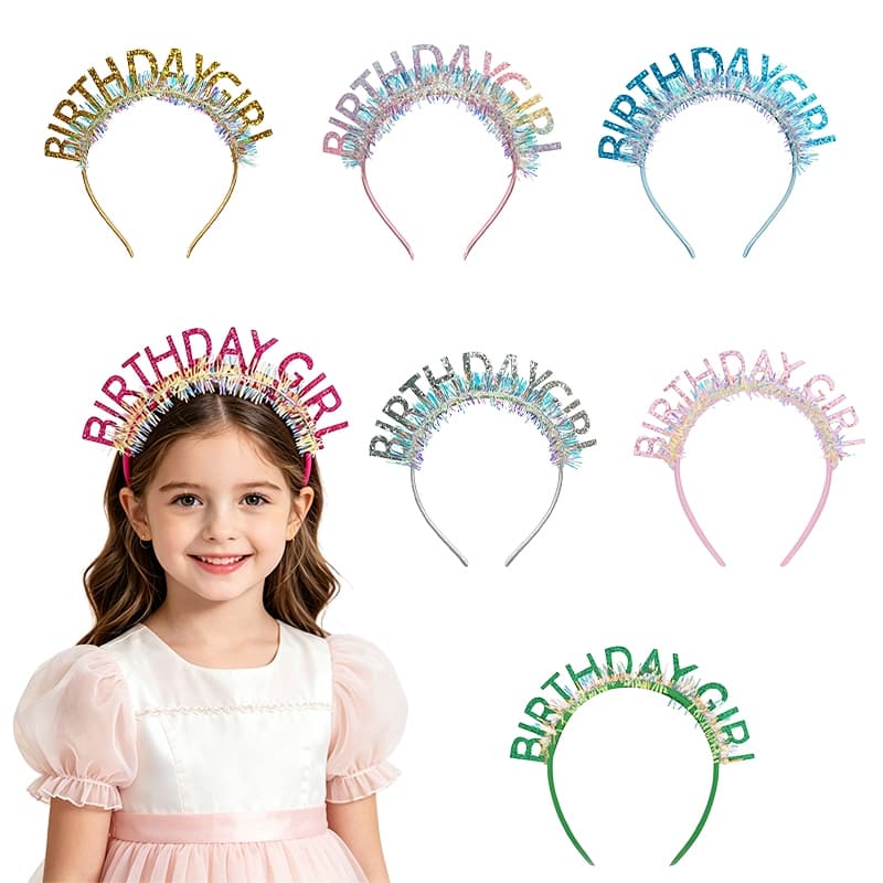 Glitter Aniversário Menina Bandana Enfeites Festa Argola De Cabelo Para Crianças De Decorações
