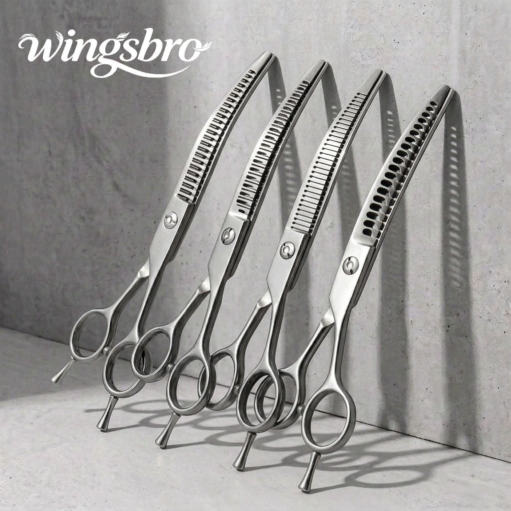 Wingbro Tesoura Para Tosa De Cachorro , Japonesa Inoxidável De 7 Polegadas Animais De Estimação Curvada Groomer Desbaste