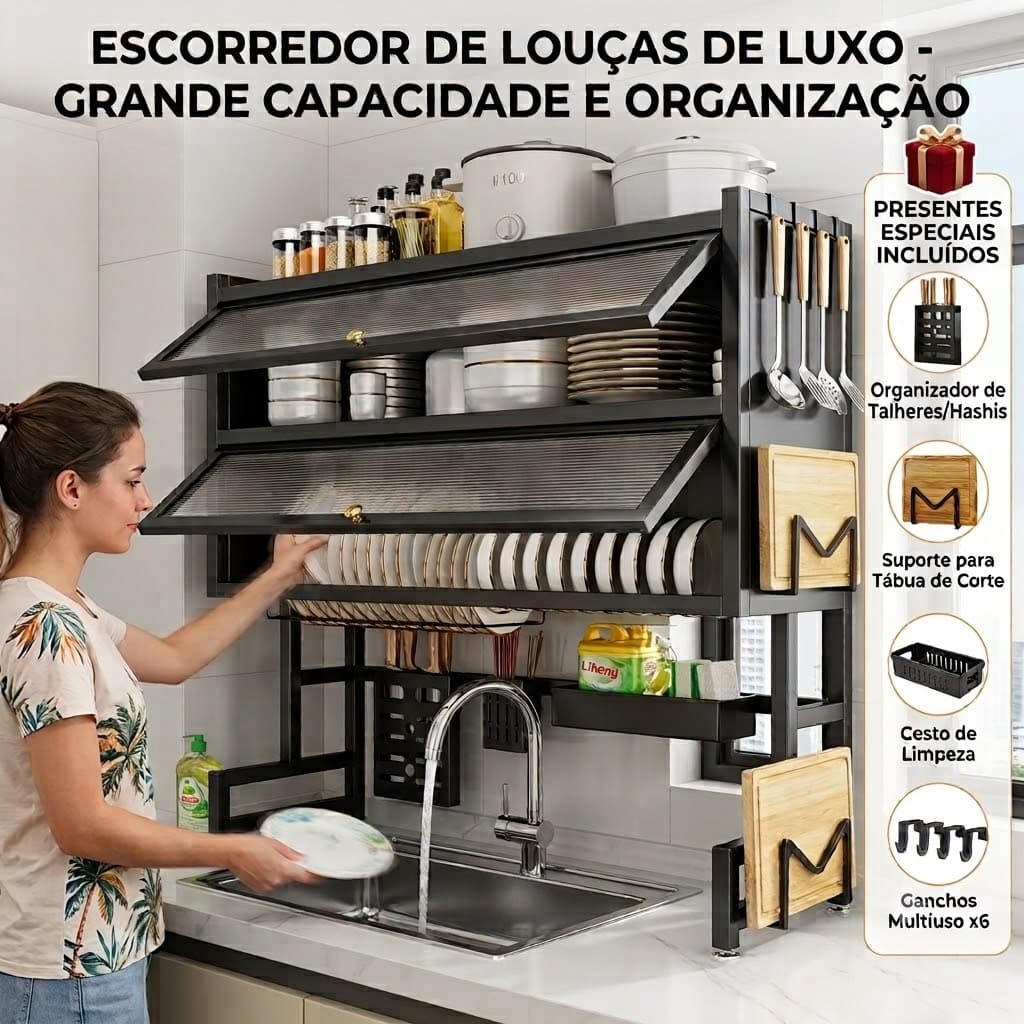 porta tempero escorredor de louça inox escorredor de louça casa prateleira cozinha itens de cozinha 65/85/105cm