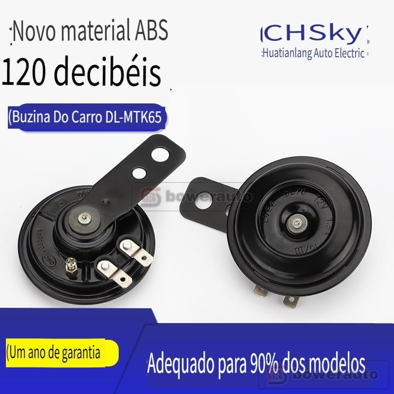Buzina Elétrica Universal para Motocicleta, Scooter e Triciclo 12V 48V 60V Preta Alto Som BR-DL-MTK65