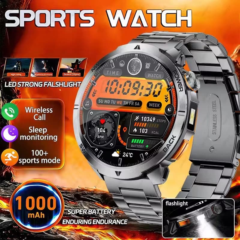 Novo T-REX3 Ultra 1000mAh Bateria SmartWatch 10ATM À Prova Dwaterproof Água GPS Bússola Lanterna 1.7 " AMOLED HD Chamada