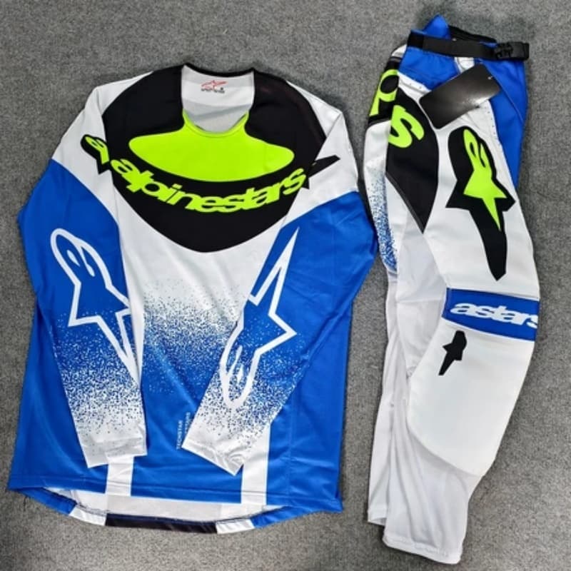 Alpinestars 2026 Techstar Knif Motocross Combo Kit Ucla Azul Preto Amarelo Flo