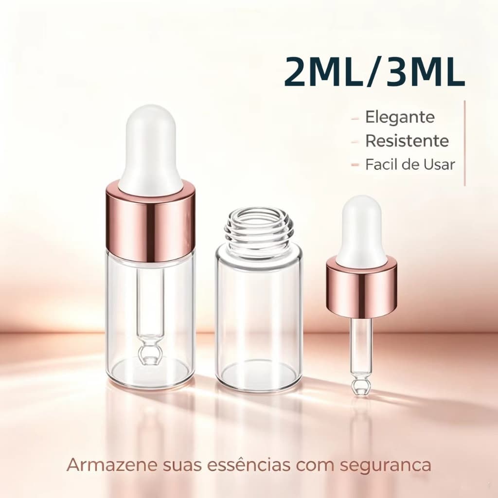 50pcs Mini Frasco Vidro Conta Gotas Transparente Cosméticos 2ML/3ML