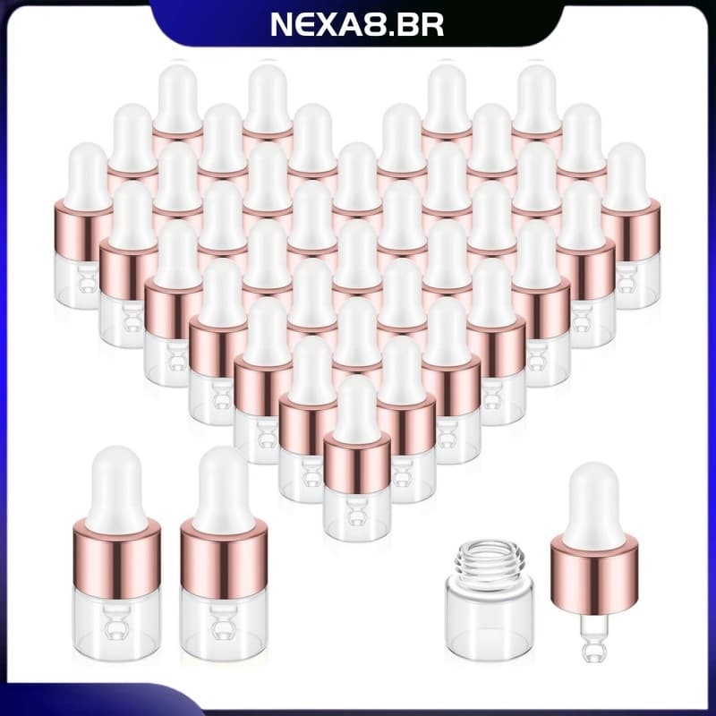 2ML 50pcs Mini Frasco Vidro Conta Gotas Transparente Cosméticos