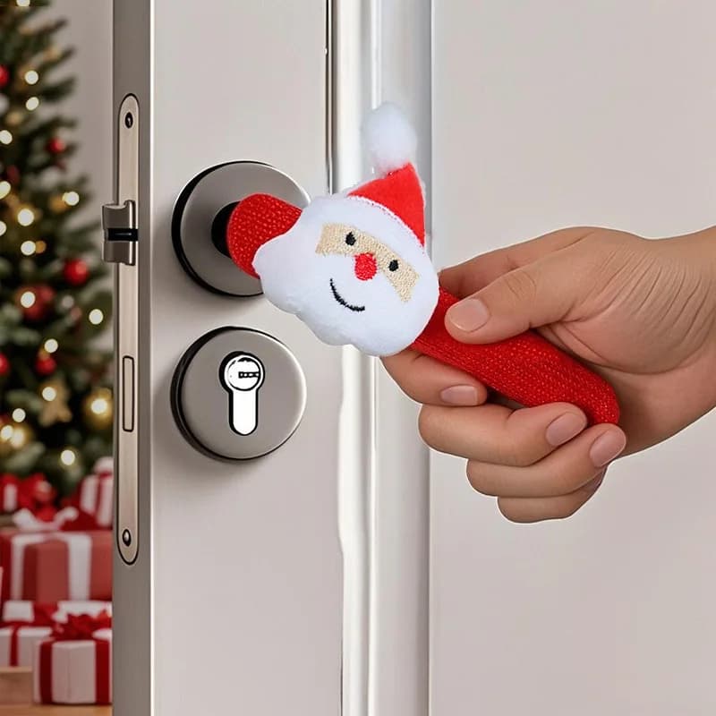Natal Maçaneta Da Porta Capa Dos Desenhos Animados Papai Noel Manga Árvore De Pingente Atmosfera Decoração Adereços Fest